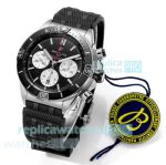 BLS Factory Swiss Replica Breitling Chronomat 44mm Black Dial Rubber Strap Watch 
